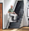 stair lift climbing straight staircase