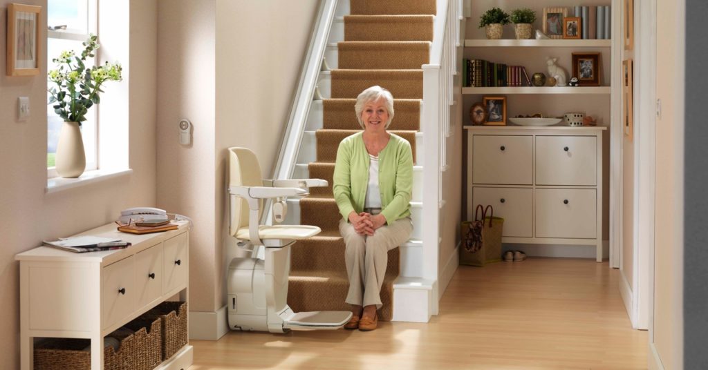 old lady in a staircase